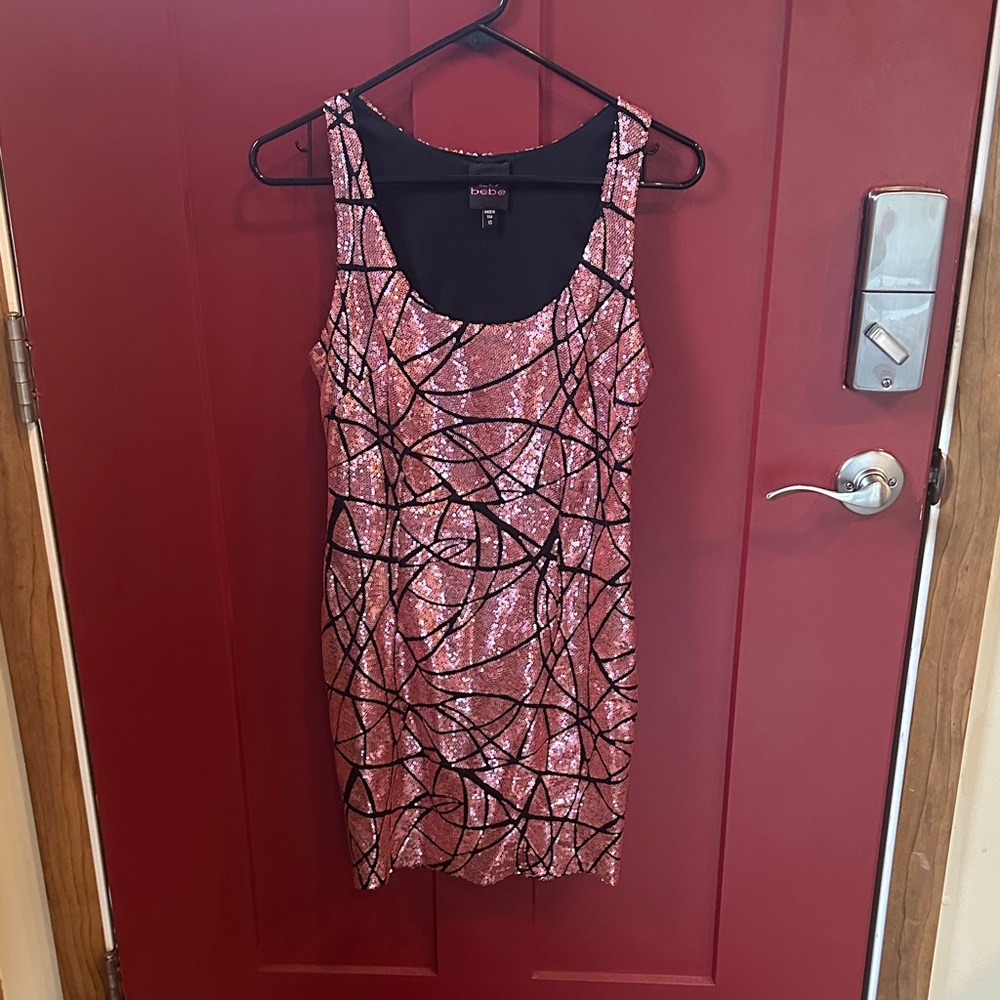 Pink and Black Sequined Dress